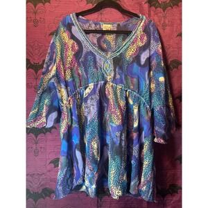 Torch Beaded Embellished‎ Tunic Top Baby Doll Cover Up Free Size Bohemian Artsy